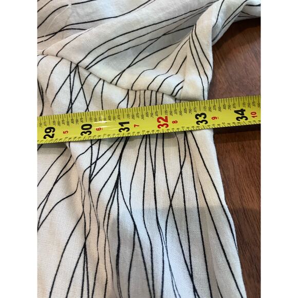 FRIDAZE 4X 100% Linen Women's Blouse Button Up, White Black, Collar, Hi-Low - Picture 4 of 7